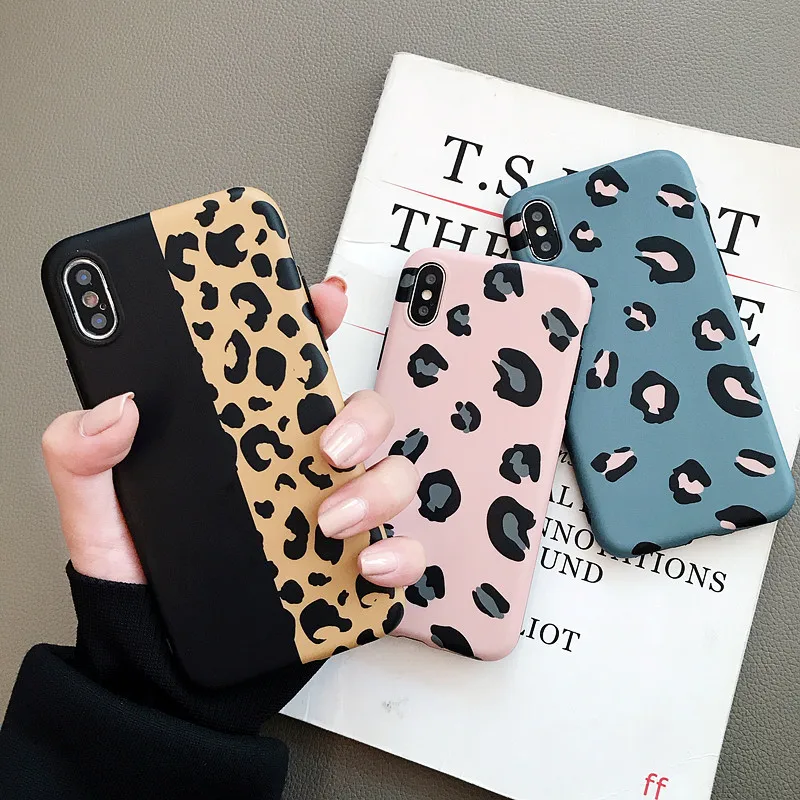 

Trendy Leopard Print IMD Soft Silica Gel Black Edge All-inclusive Anti-fall Sanding The Phone Case for iphone 6 7 8 PLUS X XR XS, Picture color have stock;accept customized