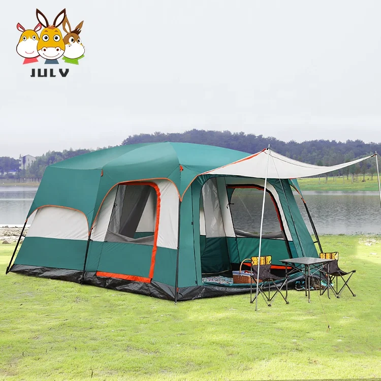 OEM large space China custom 6 8 10 12 person folding camping tent price sunshade tent