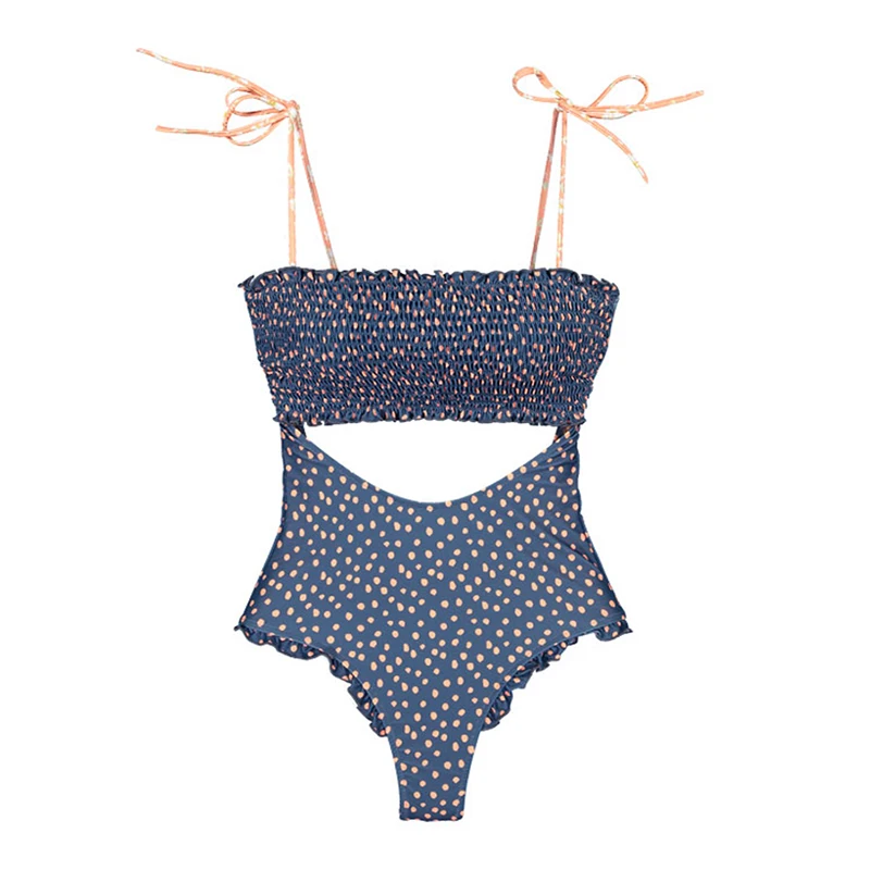 

Women Cute Dot Print One Piece Swimsuit Swimwear, White;pink;blue