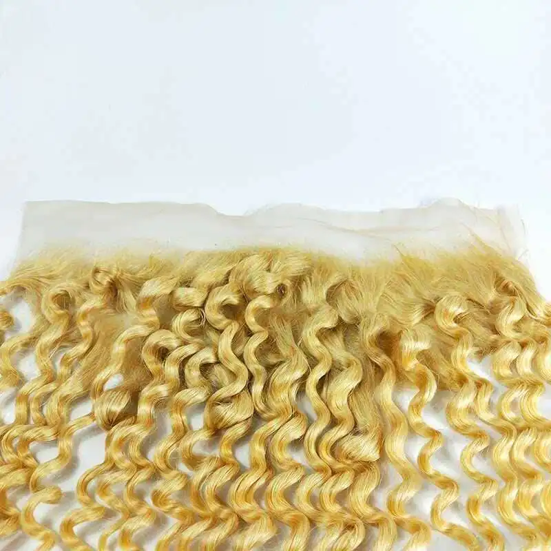 

Fashion style 613 virgin hair deep curl transparent swiss lace 613 blonde frontal, 613 color