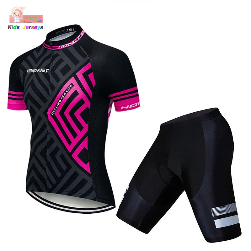 

2019 girls Cycling Jersey Set Short Sleeve Quick Dry Jerseys Ropa Ciclismo Bike Bicycle Clothing Kids MTB Summer Cycling Kit, Customized color