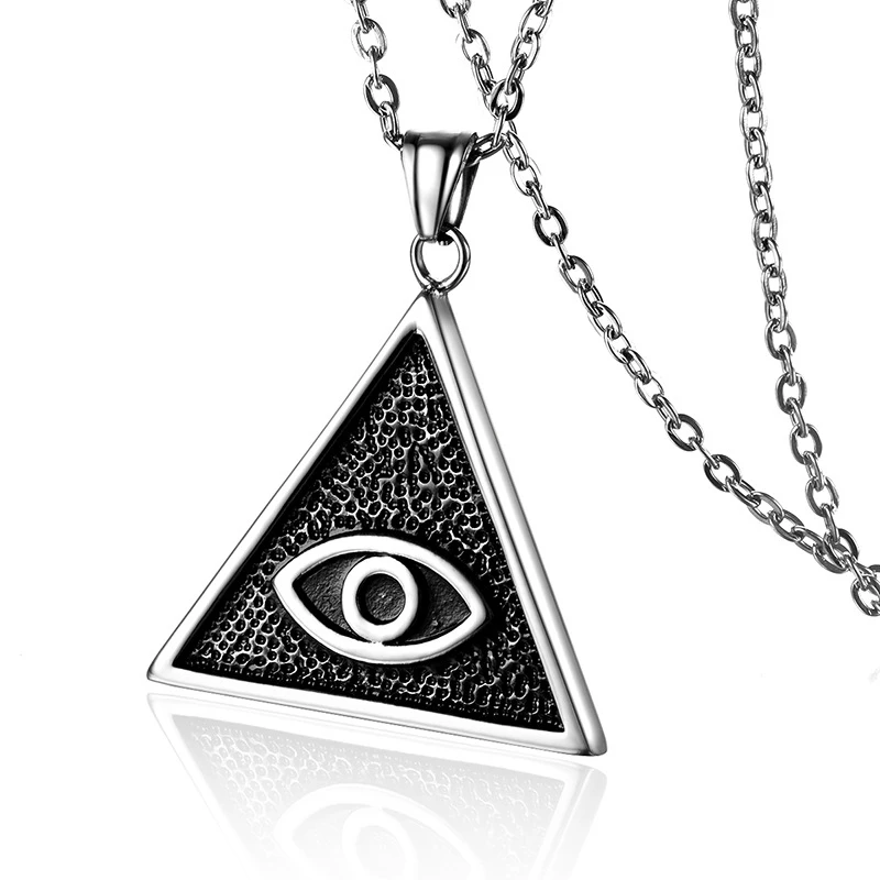 

Fashion stainless steel men triangle eye of horus pendant necklace, As picture shows