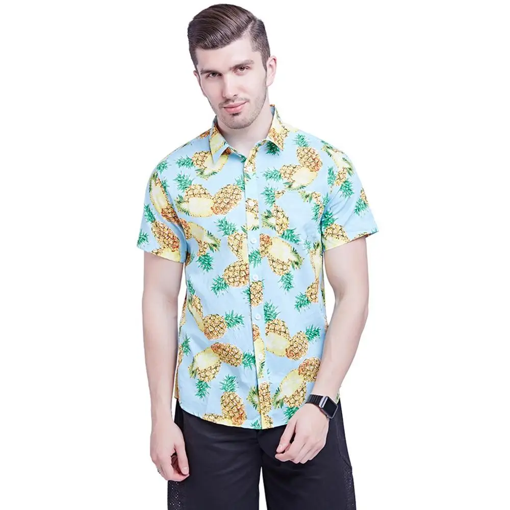 

100% Cotton Men's Short Sleeve Floral Print Beach Hawaiian Button Shirt Floral aloha shirt hawaiian shirts for men, Etc(all colors)