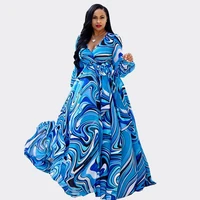 

2019 Long Sleeve Floor Length Printing Floral Chiffon Summer Autumn Maxi Ladies Sexy Plus Size Women Clothing Casual Dresses