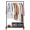 Industrial Pipe Style Heavy Duty Clothing Rack Rolling Garment Rack with Shelf on Wheels for Laundry Room Retail Store