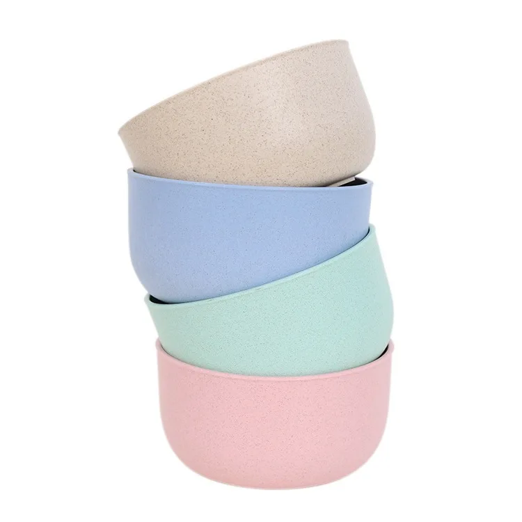 

Z692 Plastic Wheat Straw Bowl 4 colors Biodegradable Eco-friendly Rice Noodle Bowl, Pink blue green natural and customized pantone