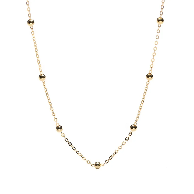 

F878 Bijoux Minimalist Jewellery Choker Short Necklace 925 Sterling Silver Bobble Chain For Women