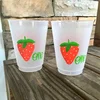 16oz Frosted Flex Shatterproof Cups,Strawberry Cups; First Birthday Monogrammed Cups