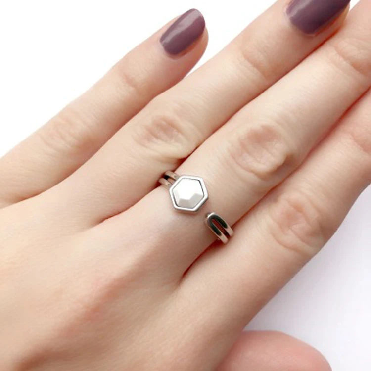 

Minimalist Jewelry S925 Pure Silver Adjustable Engagement Rings for Women, As picture shows