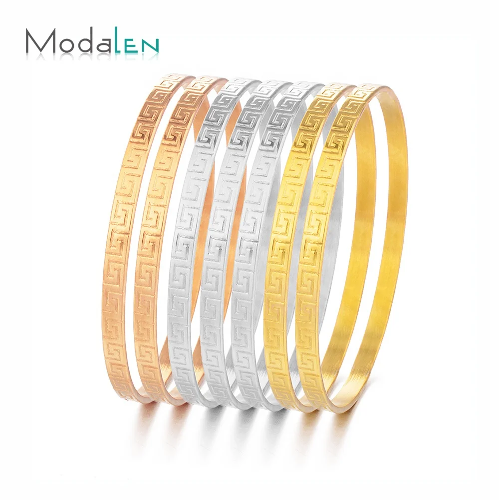 

Modalen Multi Color Set Of Bracelet 18k Roman Hand Stainless Steel Bangle For Woman, Gold