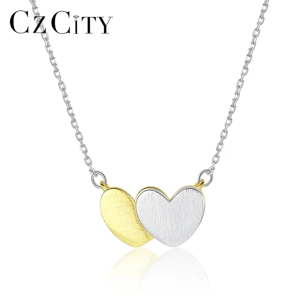 

CZCITY Genuine 925 Sterling Silver Heart Pendant Necklace for Women Engagement Wedding Fine Jewelry Silver Collares Gifts