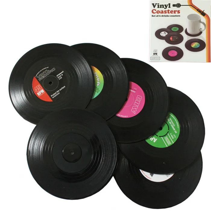 

Vintage Vinyl Cup Mat Novel Record Coasters Vinyl Coaster Cup Mat, As picture