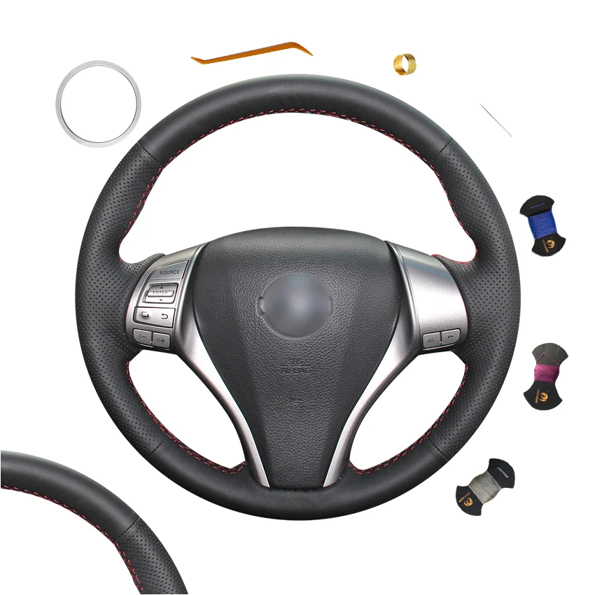 

Custom Hand Sewing Black PU Leather Steering Wheel Cover for Nissan Teana Altima X-Trail Qashqai Rogue Pulsar