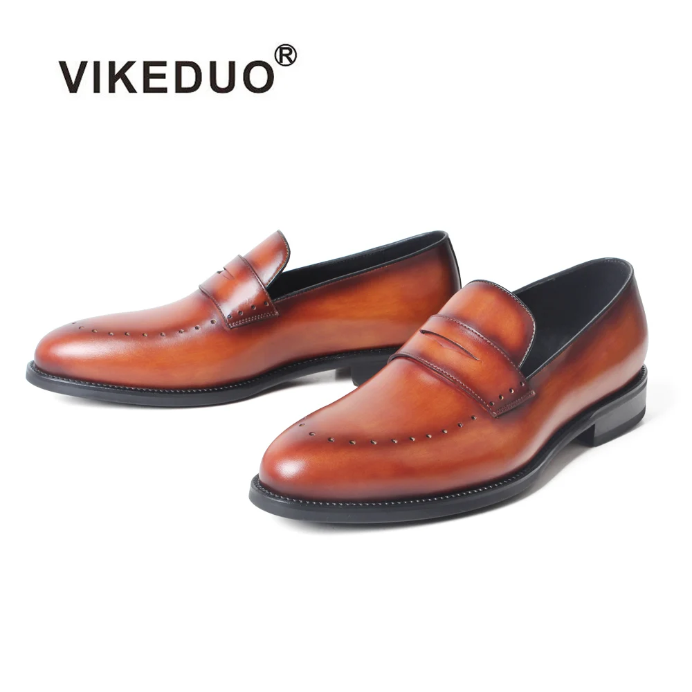 

Vikeduo Hand Made New Products Men's Latest Suppliers Slip-On Brand China Shoes Leather Loafer Manufacturer, Brown