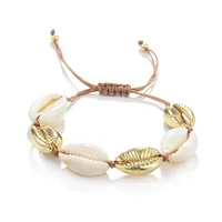 

Wholesale Adjustable Summer Beach Handmade Gold Plated Cowrie Shells Beads Shell Jewelry Bracelet For Women