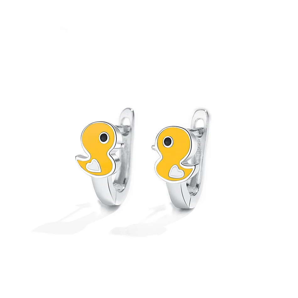 

China Manufacturer 925 Sterling Silver Enamel Yellow Duck Earrings for Fashion Women Daily Life Wearing