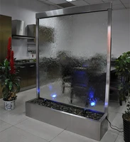 

waterfall fountain 78" clear glass with led light indoor and outdoor decoration