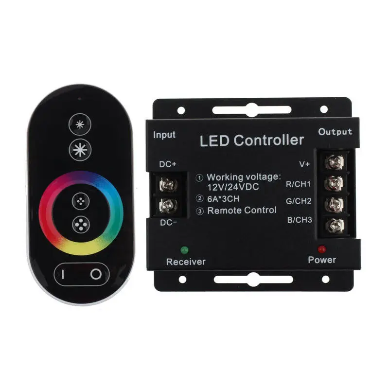 Nice Quality DC12V 24V 18A RF Touch Screen 5050 RGB LED Remote Controller