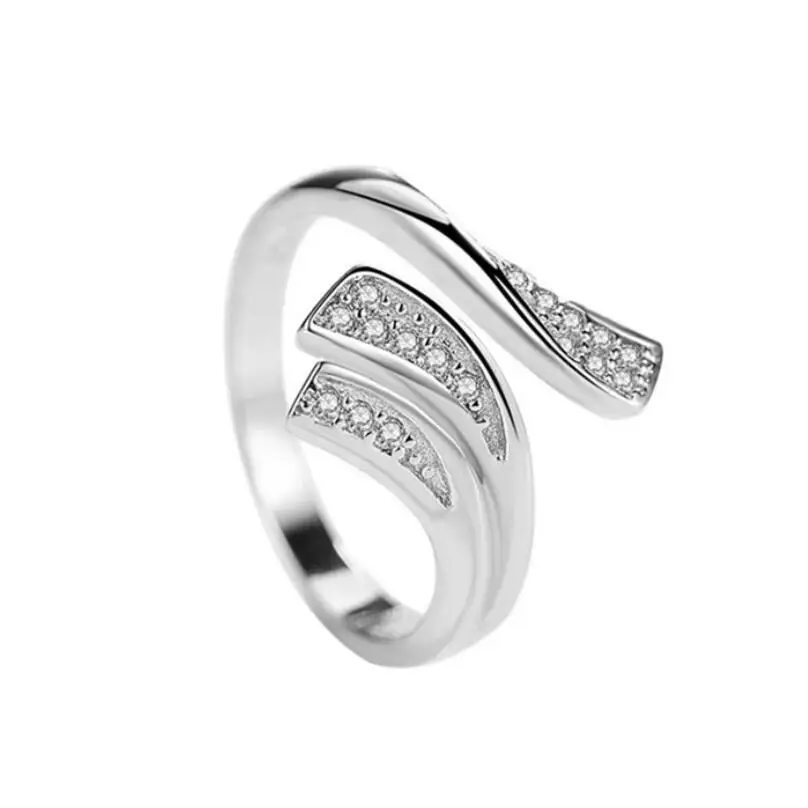 

Contracted temperament women silver adjustable Open ring Party dress ring jewelry