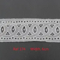 

2019 New style Swiss embroidery cotton lace 6 cm, voile lace trimming, mesh lace trimming ST174