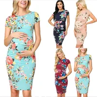 

Ecowalson Floral Cotton Slim Dress Women Maternity Clothes Plus Size Christmas Gift Pregnant Woman Maternity Dress