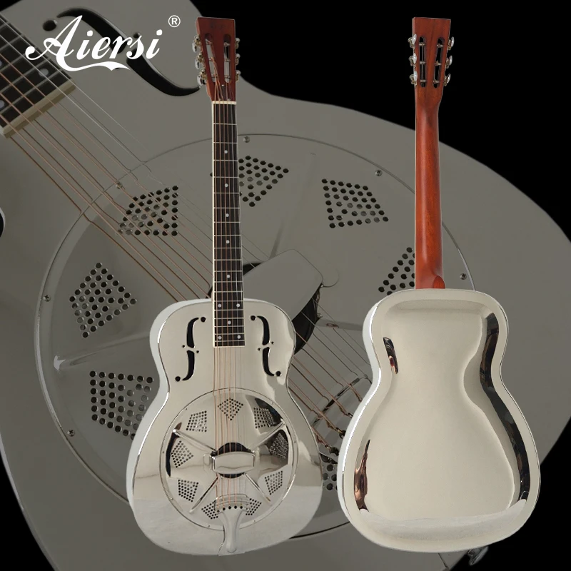 Aiersi brand Bell Brass Chrome plated Resonator Guitar Custom brand resphonic guitar free case Free shipping