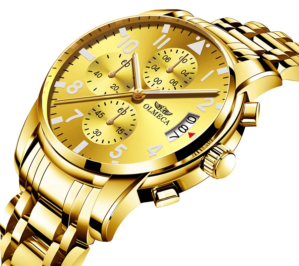 

Wholesale custom fashion titanium steel waterproof wrist golden watch for men, Gold