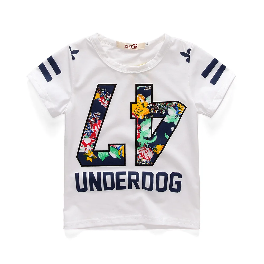 
New design printing 47 letter t shirt and short pants 2pcs set kids baby boys clothes 