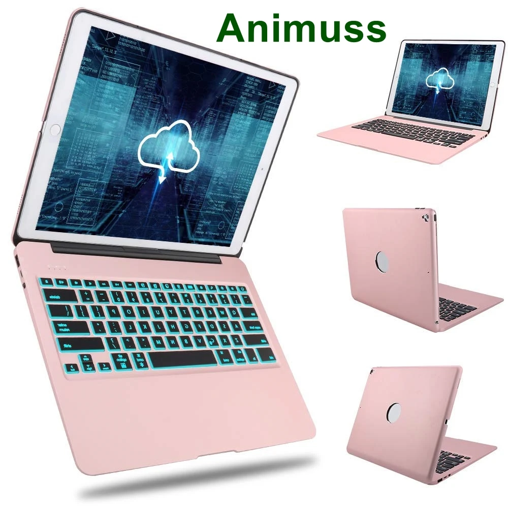 

12.9 Backlit Aluminum Wireless Keyboard Case for iPad Pro with Power Bank, Silver/rose golden