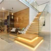 Modern prefabricated wood entry steps floating stairs entry
