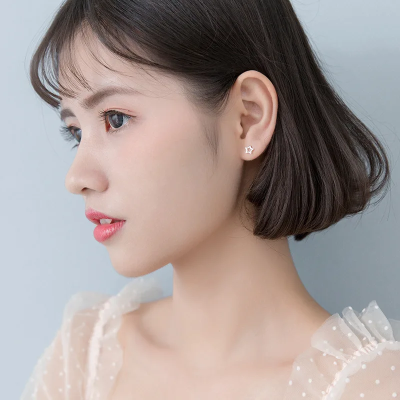 

2019 Hot Sale Solid 925 Sterling Silver Hollow Star Stud Earrings for Women Fashion Jewelry