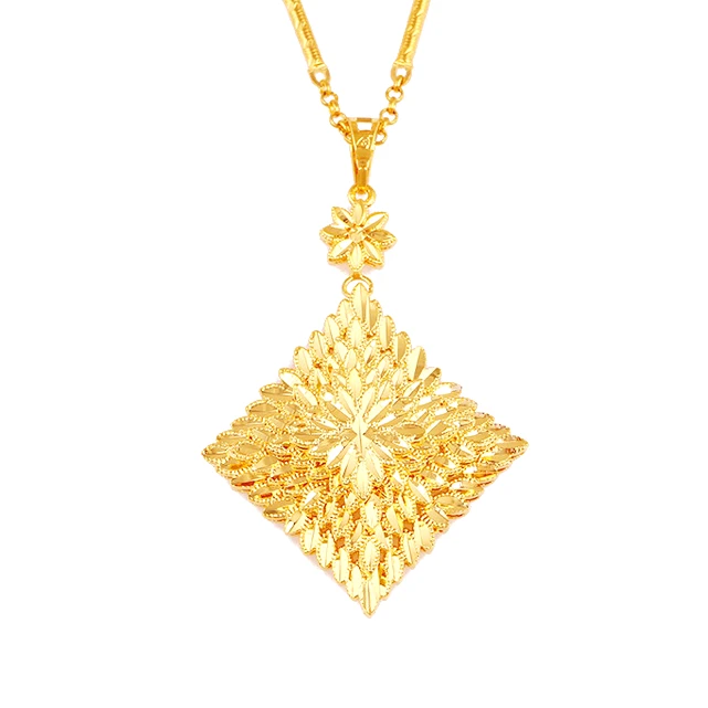 

Xuping gold 24K diamond shaped and flower pendant women