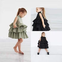 

2-10 year Korean Casual Kids Clothes Girls Tiered Ruffle Sleeveless Summer Dress