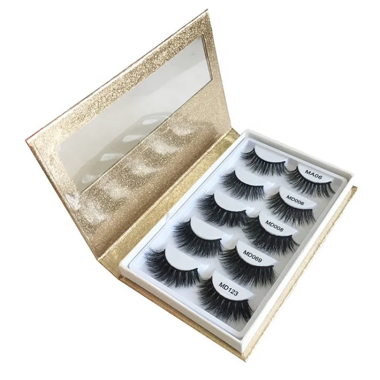 

5 Pairs Lashes Set Premium Mink Lashes And Custom Eyelash Package Private Label Eyelashes, Natural black