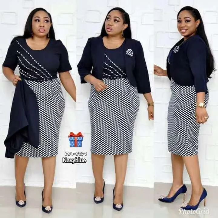 

African Plus Size ladies two piece office coat dress suit