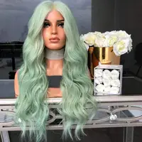 

Synthetic hair long curly mint green wig party hair cosplay lolita wigs for women