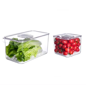 Image of Top Clear S & L Fridge Organizer Food Storage Bin with Draining Rack