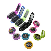 

Portable Mini Round Folding pocket mirror and comb Airbag Folded Hair Brush With Mirror Pocket Hair Brush