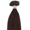 Wholesale 20inch dark brown #2 raw grade 10a straight types brazilian hair u tip human hair extension nail