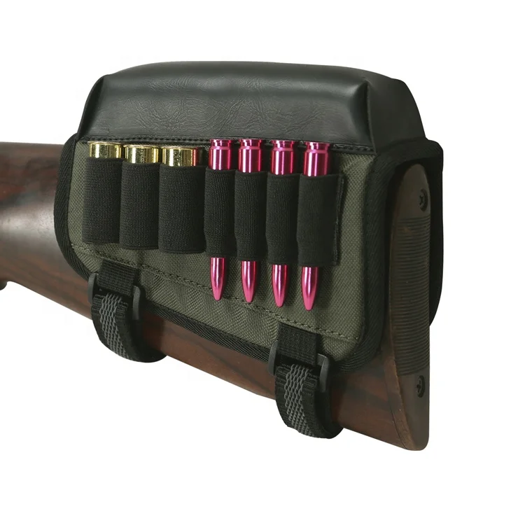 

New Style Hunting Gun Buttstock Cheek Riser Pad Rifle Ammo Holder For Left Hand, Brown