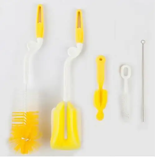 

Hot Sell Bottle Brush 5pcs/set Sponge Plastic Glass Milk Water Cup Cleaning Feeding Bottle Dummy Nipple Pacifier Brushes