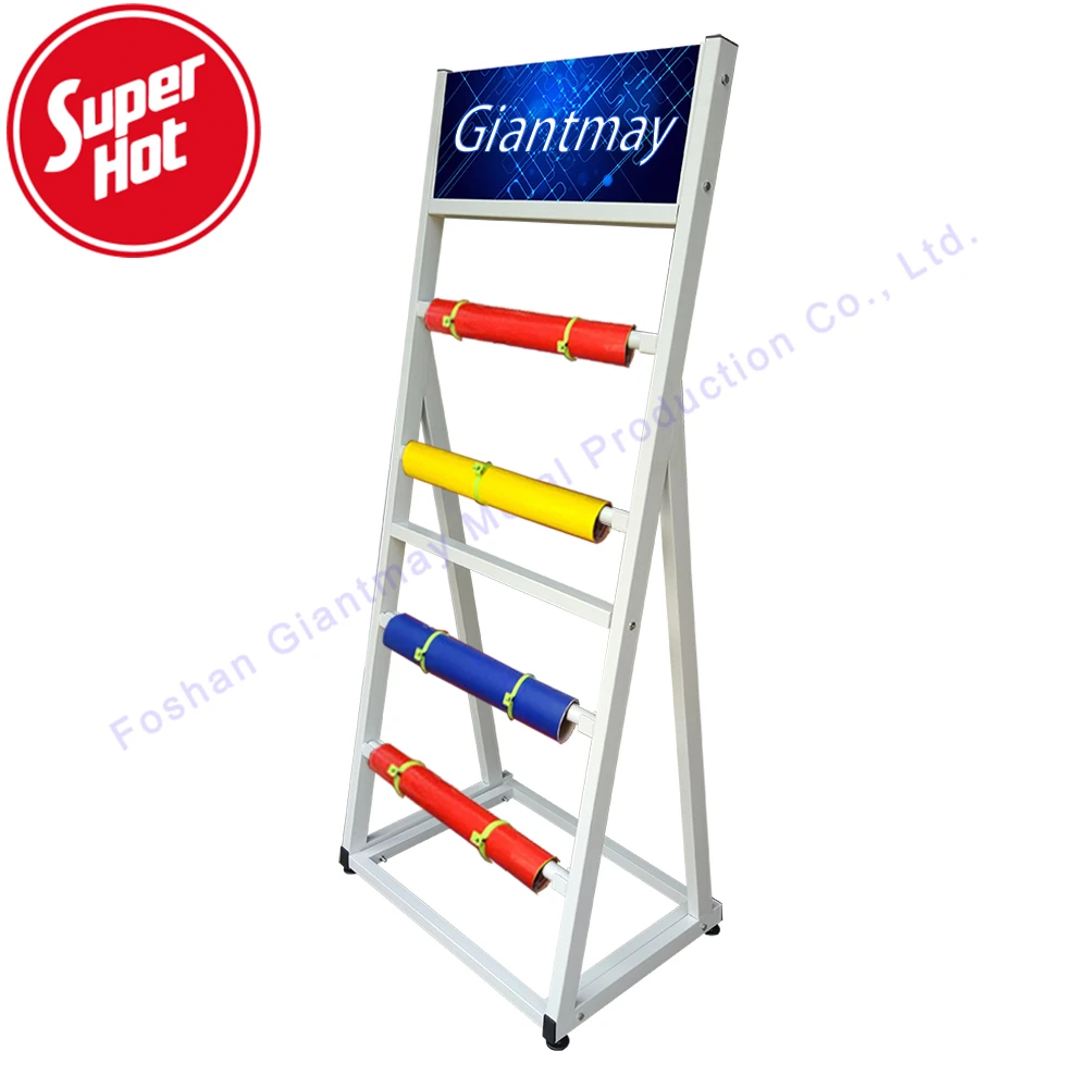 Cheap Metal Fabric Rack Textile Carpet Display Hanging Pipe Rug Shelf