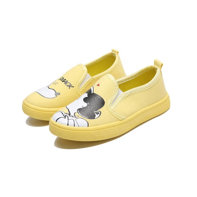 

Bright Yellow Slip-On Canvas Shoes Cartoon Sneakers For Children Kids Boys, Blue,black or customized