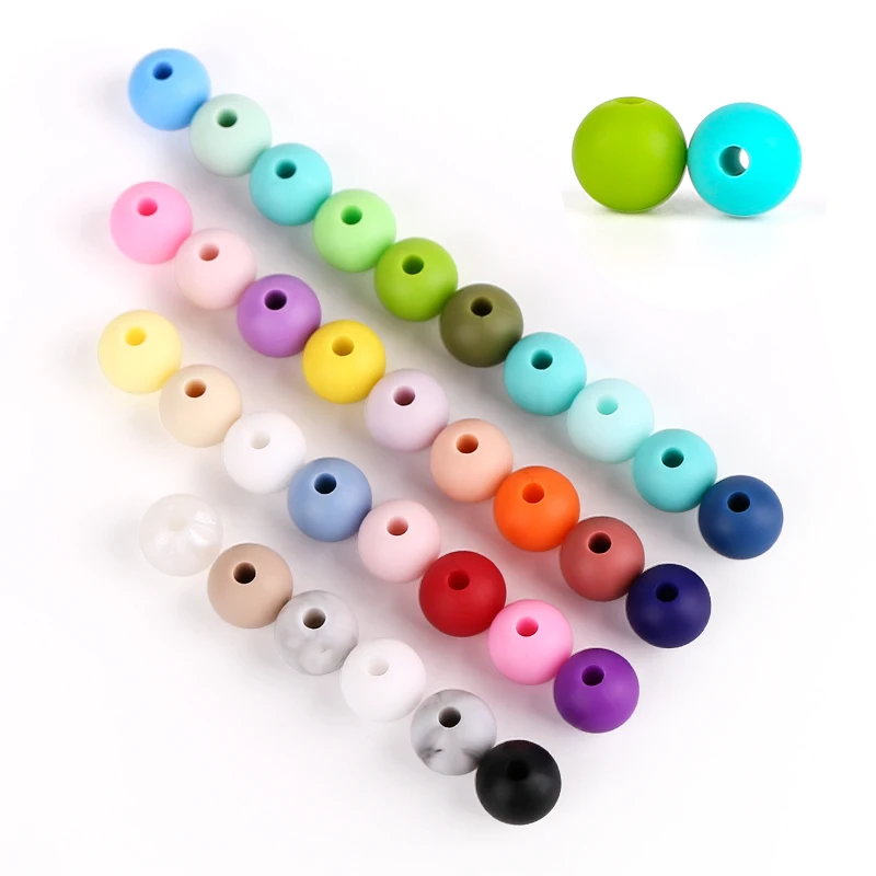 
9mm/12mm/15mm/19mm Bpa Free Soft Round Jewelry Baby Silicone Teething Bead 