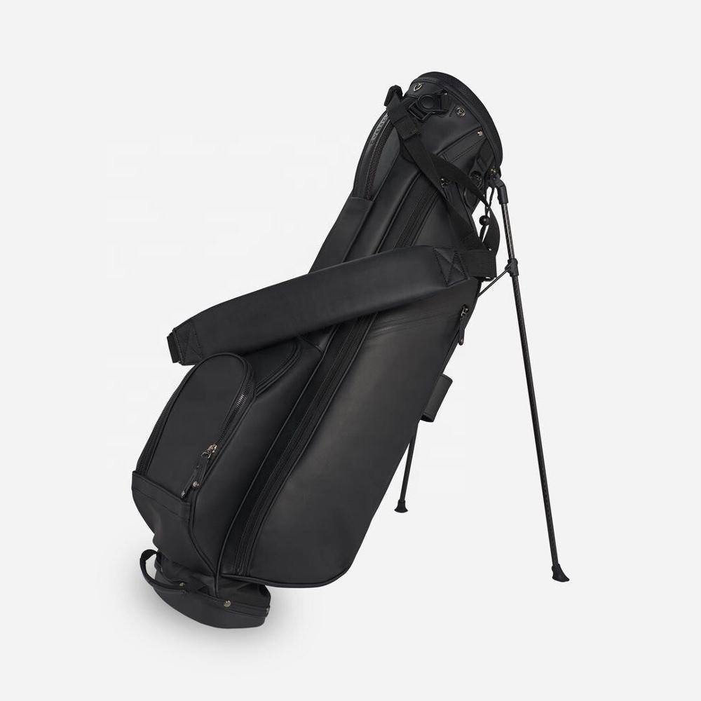 

2020 New Black Matte Micro-Suede Synthetic Leather 2-Way Top Walking Golfer Sunday Bag Golf Stand Bag, Customized
