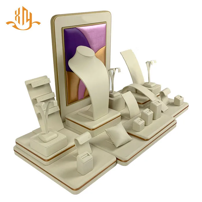 
XIANGYU factory custom upscale leather window product jewellery display set 