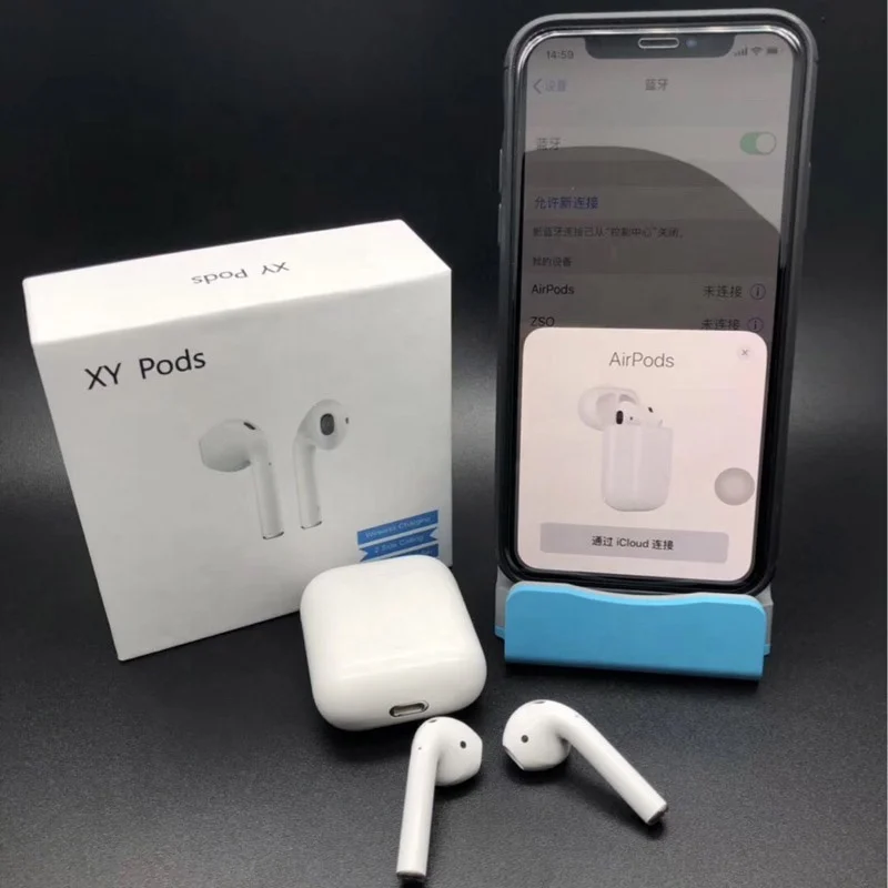 

2019 Wireless Charging XY Pods popup window 1:1original wireless earbuds headphone earphone, White