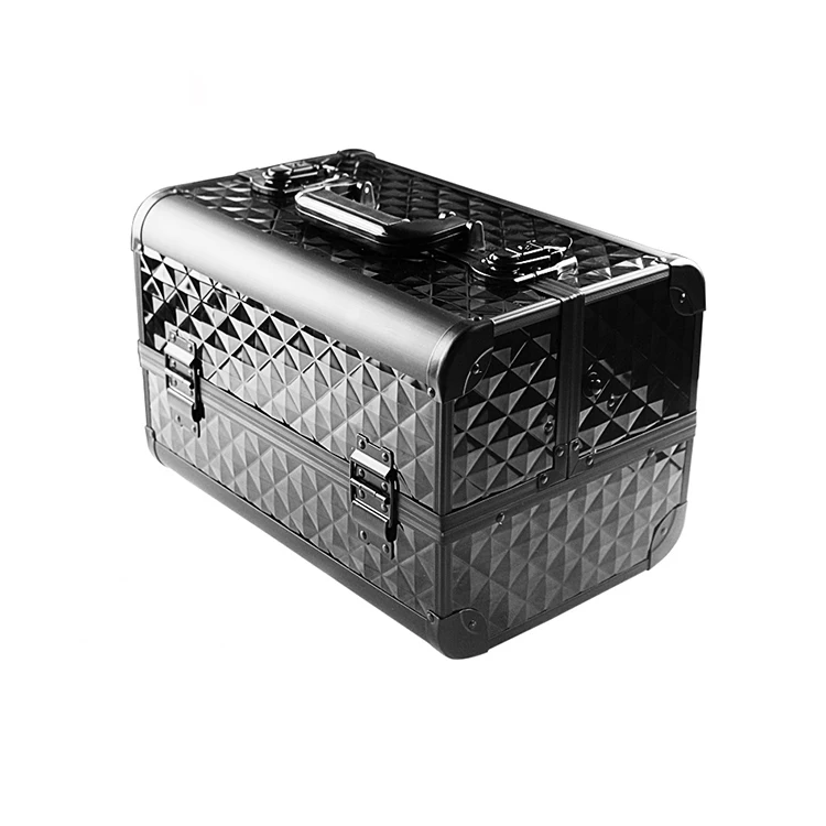

Professional colorful cosmetic box low MOQ makeup train case, Black ,pink