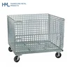 Heavy duty stackable storage collapsible wire container with caster