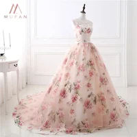 

2019 New Sexy Sleeveless Floral Print Princess Wedding Dresses Bridal Gown Wedding Dress